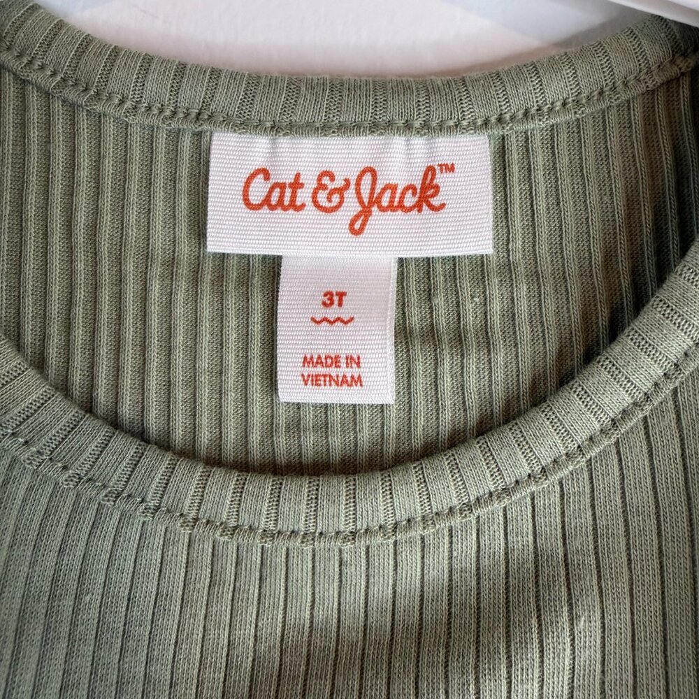 NWT Size 3T Cat & Jack Light Olive Green Short Sleeved Dress For Toddler - Picture 3 of 5